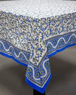 Handblocked Paisley Tablecloth