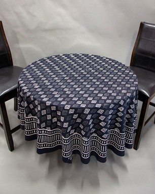 Wholesale Handblocked Round Cotton Tablecloth