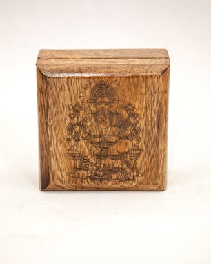 4 Inch Laser Engraved Wood Ganesha Box from India Arts