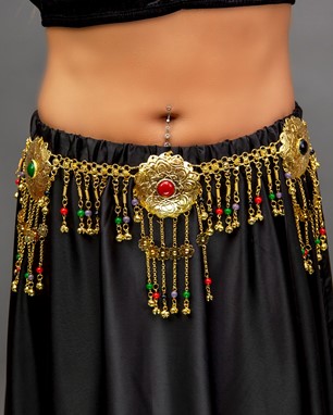 Belt With Bells and Multi Color Stones