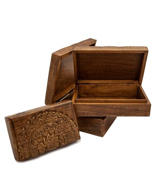 Wholesale Large Carved Wood Box Set of 3 from India Arts
