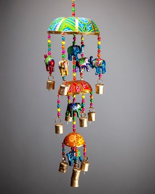 Wholesale Wood Elephant Wind Chime With Bells