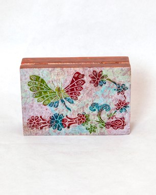 Wholesale Tie Dye Soapstone Box With Dragonfly from India Arts