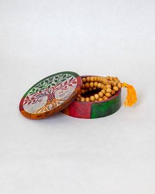 Wholesale 4 Inch Round Soapstone Tie Dye Tree Box from India Arts