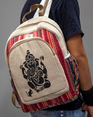 Wholesale Hemp Ganesh Backpack from India Arts