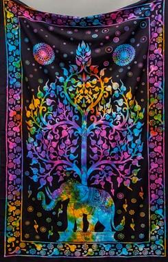 Elephant Under Tree Tapestry