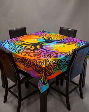 Wholesale Square Celtic Tree Tie Dye Tablecloth from India Arts