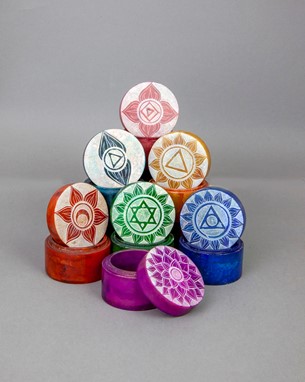 Wholesale 7 Chakra Soapstone Box Set from India Arts