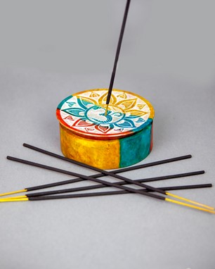 Wholesale OM Soapstone Incense Burner Box from India Arts