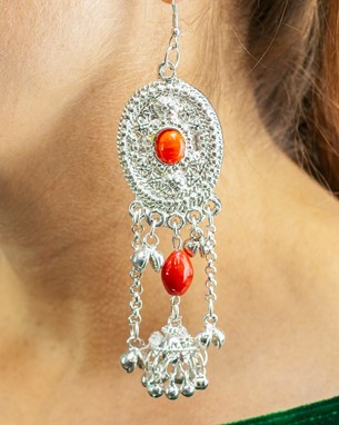 Earrings With Stone and Bells