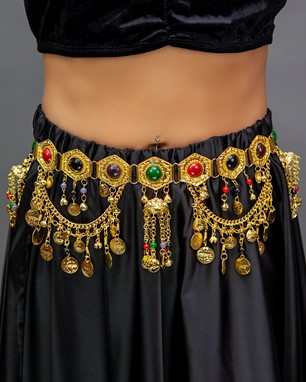 Coined Belt W/ Colored Stones