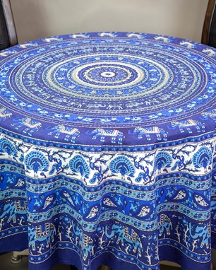 Wholesale Round Cotton Elephant Mandala Tablecloth from India Arts