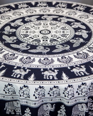 Wholesale Round 72" Elephant Mandala Tablecloth from India Arts