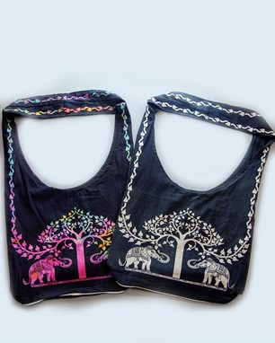 Elephant Under Tree Hobo Bag