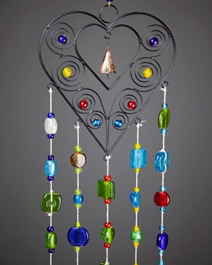 Beaded Double Heart Chime