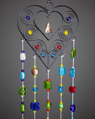 Wholesale Beaded Double Heart Wind Chime