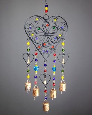 Wholesale Beaded Heart Wind Chime With Bells from India