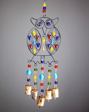 Wholesale Handmade Beaded Owl Wind Chime from India