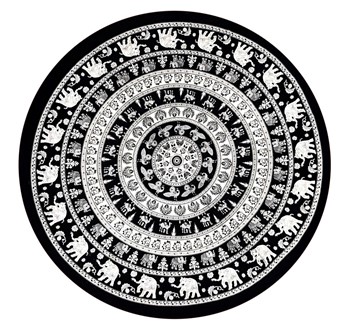 Wholesale 90" Round Elephant Mandala Cotton Tablecloth