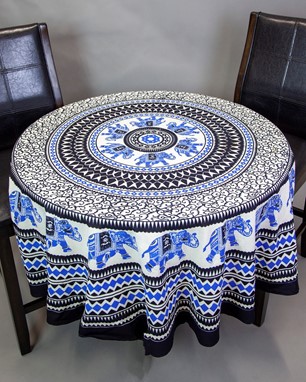 Wholesale 90" Round Elephant Mandala Tablecloth from India Arts