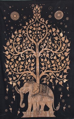 Elephant Under Tree Tapestry