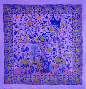 Wholesale Square Purple Tree Of Life Tablecloth from India Arts