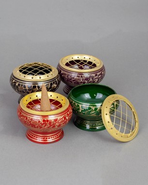 Wholesale Colored Etched Incense Burner Set