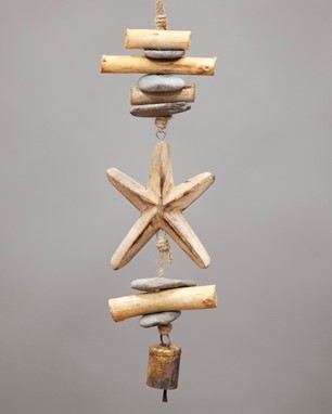 Wholesale Handmade Wood and Stone windchime W/ Bell
