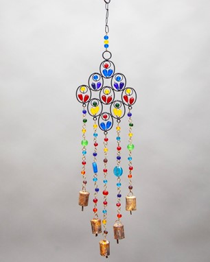 Glass Flower Chime W/ Beads