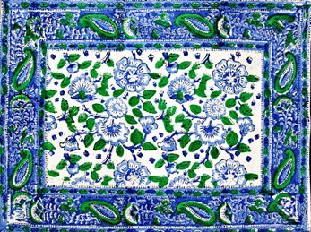 Wholesale Handblocked Floral Place Mat from India Arts