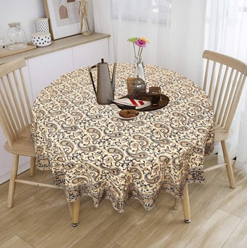 Handblocked Round Tablecloth