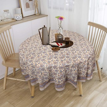 Handblocked Round Tablecloth
