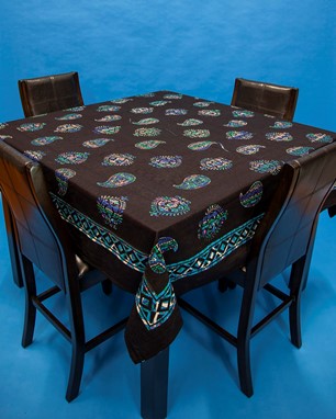 Wholesale Square Overprint Paisley Tablecloth