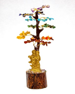 Radha Krishna Under 7 Chakra Stone Tree