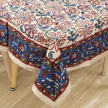 Wholesale 72" Square Handblocked Tablecloth from India Arts