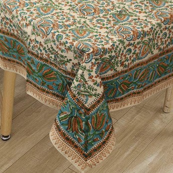 Wholesale 72 Inch Square Handblocked Tablecloth from India Arts