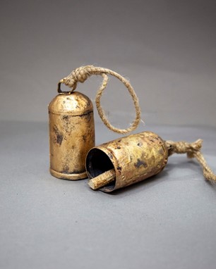 Wholesale 4 Inch Tin Bell On Jute W/ Wood Striker From India