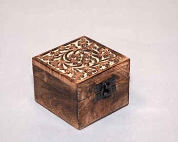 Wholesale Hand Carved Floral Wood Box With Latch from India Arts
