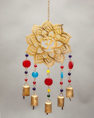 Wholesale Iron Om Windchime With Glass Beads
