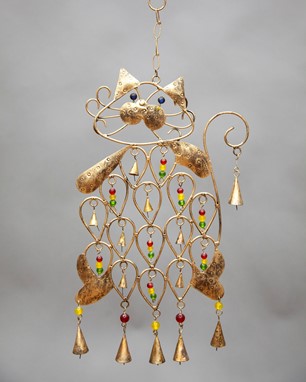 Wholesale Handmade Iron Cat Chime With Beads from India