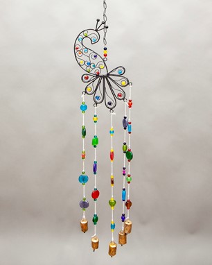 Wholesale Iron Peacock Chime W/ Glass Beads and Bells