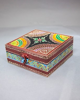 Wholesale 5 Inch Hand Painted Wood Box from India Arts