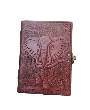 Leather Elephant Journal With Latch from India Arts