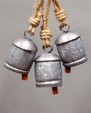 Wholesale 4 Inch Silver Tin Bell With Jute Cord from India Arts
