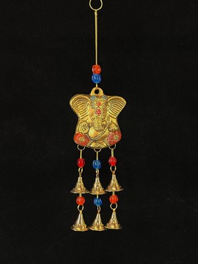 Brass Ganesha With Beads And Bells
