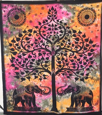 Elephants Under Tree Tapestry