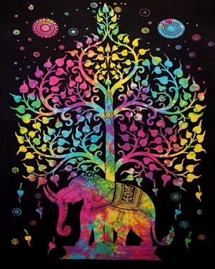 Elephant Under Tree Wall Hanging