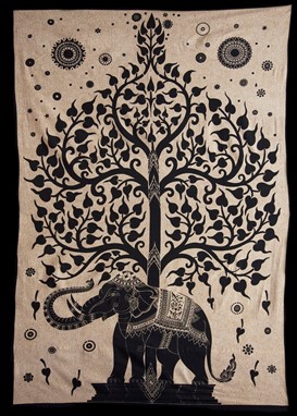 Elephant Under Tree Wall Hanging