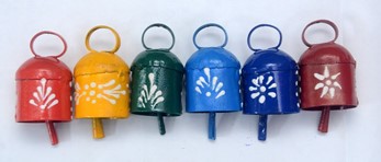 Wholesale 2 Inch Hand Painted Tin Bells from India Arts