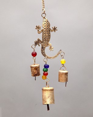 Iron Gecko Chime W/ Glass Beads